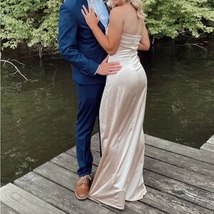 Lucy in the Sky Satin Cream Maxi Dress